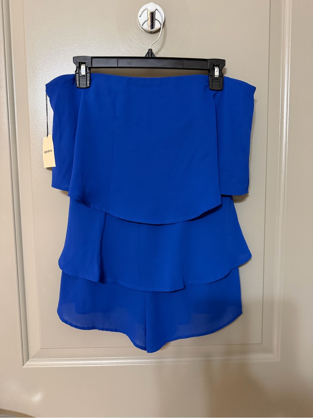 superdown Royal Blue Tiered Off-Shoulder Skort